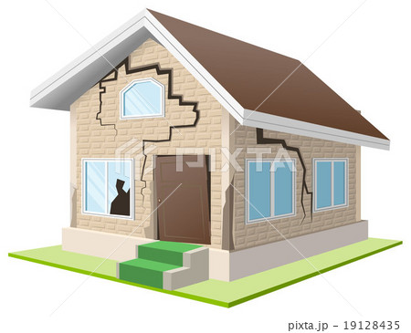 Earthquake cracked wall of house. Vacation home 19128435