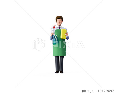 掃除する男性 19129697