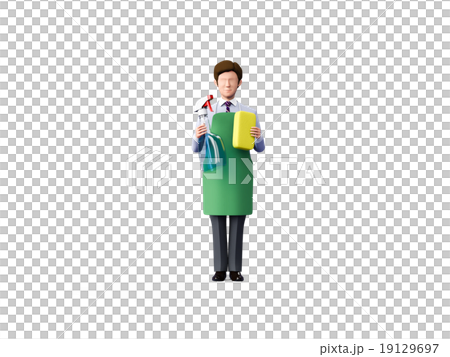 掃除する男性 19129697