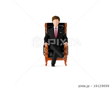プレジデントチェアに座る男性のイラスト素材