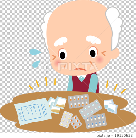 Senior men who are confused with lots of drinking medicine 19130638