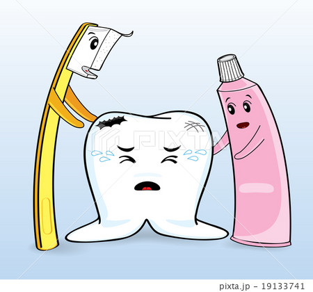 Cartoon characters tooth be injured and Toothbrush Cartoon characters tooth be injured and Toothbrush 19133741