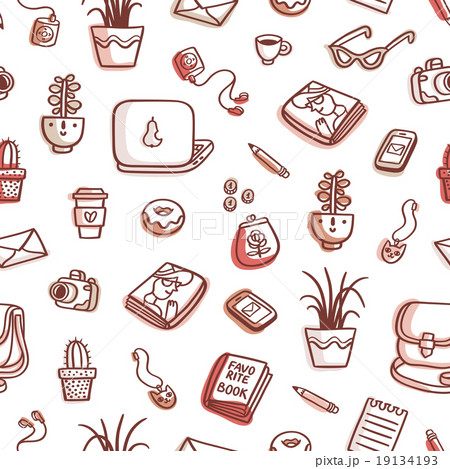 What's on my table brown colorful seamless pattern 19134193
