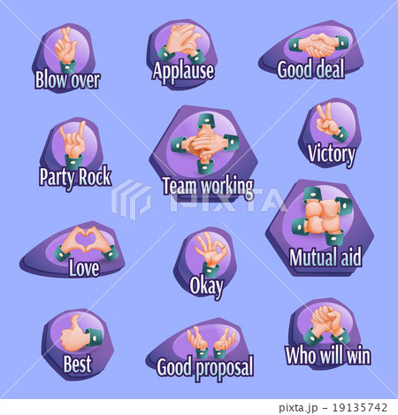 Social Gestures Emblems Set Social Gestures Emblems Set 19135742