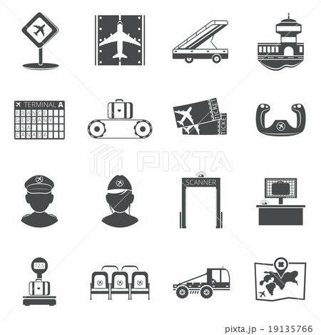 Airport black icons set 19135766