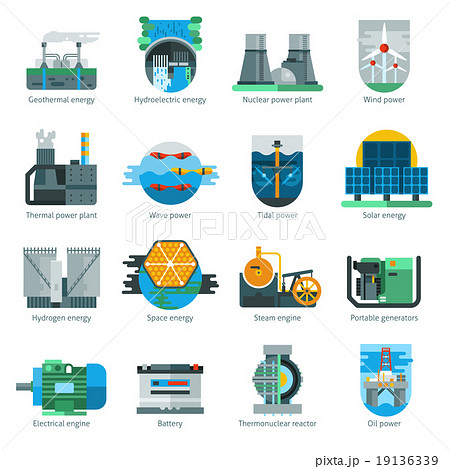 Energy Production Iconsのイラスト素材