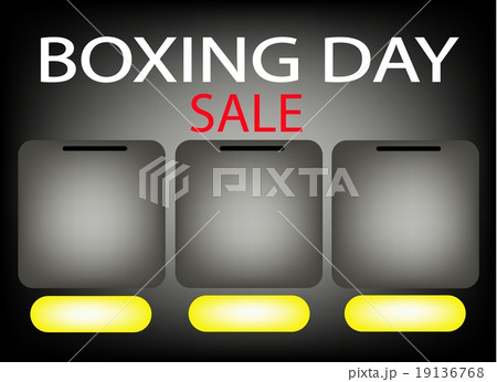 Three Square Label on Boxing Day Sale Background 19136768