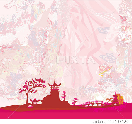 Japanese temple on abstract Asian Landscape Japanese temple on abstract Asian Landscape 19138520