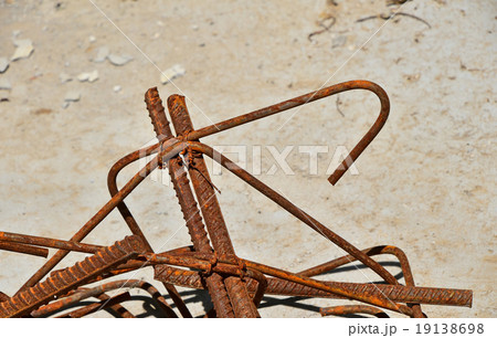 Rusty corroded stained metal wire fitting armature 19138698
