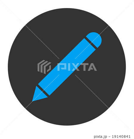 Pencil flat blue and gray colors round button 19140841