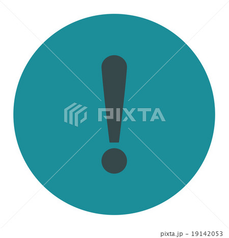 Exclamation Sign flat soft blue colors round button 19142053