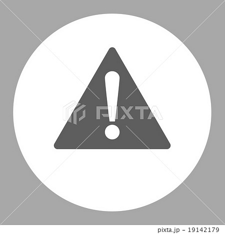 Warning flat dark gray and white colors round button 19142179