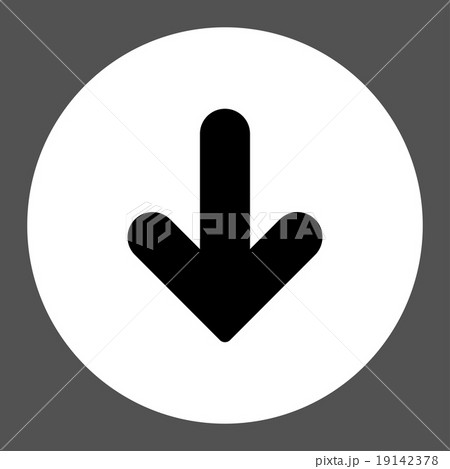 Arrow Down flat black and white colors round...のイラスト素材 [19142378] - PIXTA