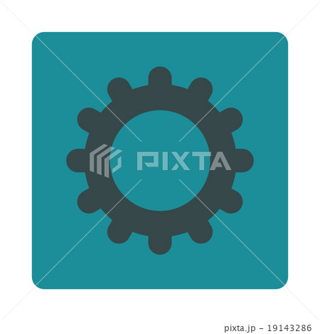 Gear flat soft blue colors rounded button 19143286