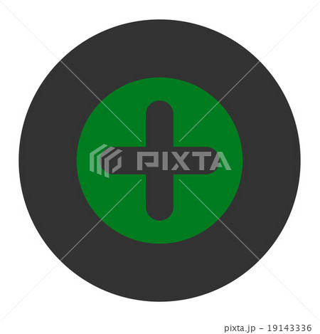 Create flat green and gray colors round button 19143336