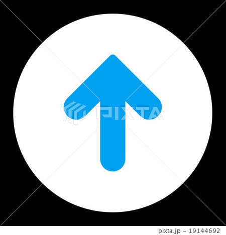Arrow Up flat blue and white colors round button 19144692