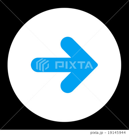 Arrow Right flat blue and white colors round button 19145944