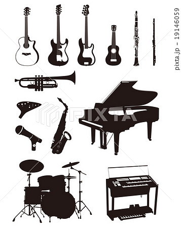 楽器シルエットのイラスト素材 19146059 Pixta