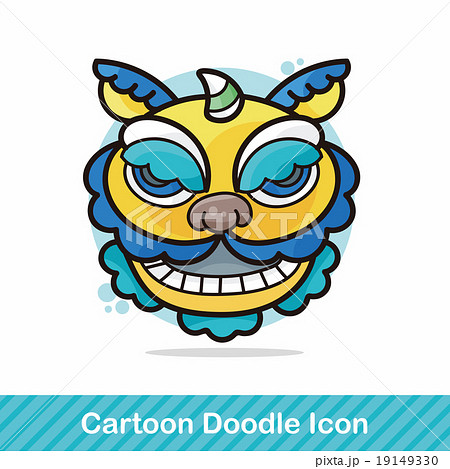 Chinese new year dragon and lion dancing head doodle 19149330