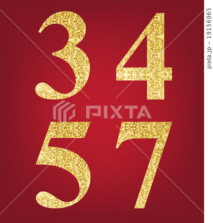 3457 number set  made up of gold spangles 19156965