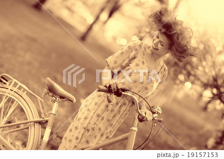 Vintage sepia portrait of a girl hipster concept 19157153