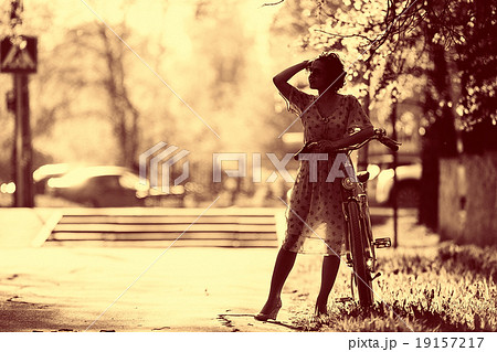 Vintage sepia portrait of a girl hipster concept 19157217