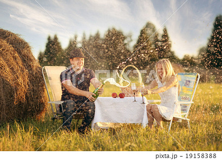 lovers picnic in field 19158388