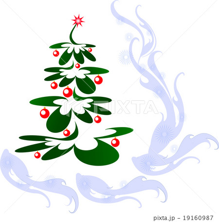 Christmas tree with red balls and star. EPS10 19160987