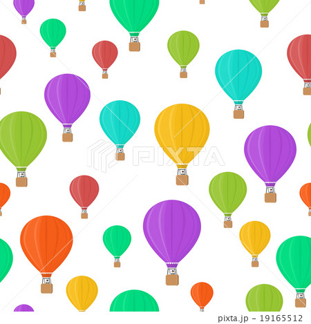 Flat colored aerostats on white seamless pattern 19165512