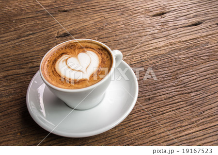 Cup of Cappuccino Coffee with heart Latte Art. Cup of Cappuccino Coffee with heart Latte Art. 19167523