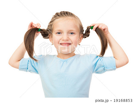 smiling girl show hairstyle 19168853