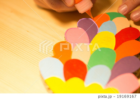 Colorful toys made of cardboard on a wooden table. Colorful toys made of cardboard on a wooden table. 19169167