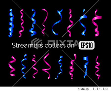 Collection of shiny blue streamers and pink party Collection of shiny blue streamers and pink party 19170188