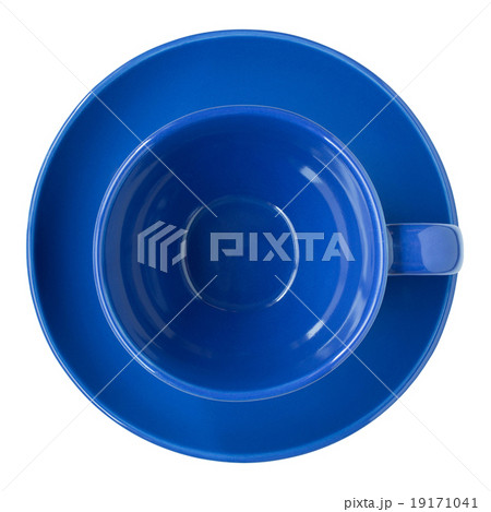 empty blue cup and saucer top view empty blue cup and saucer top view 19171041