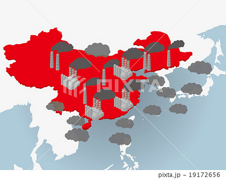 中国の大気汚染 イメージイラストのイラスト素材