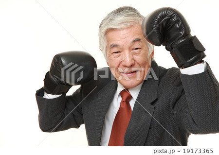 ガッツポーズを決めるシニアのビジネスマン 19173365