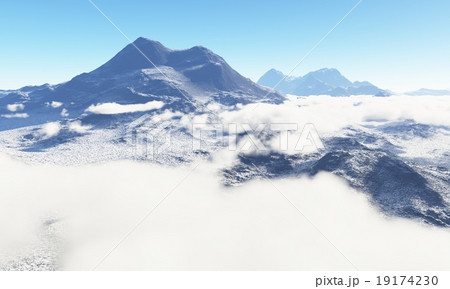 Ice age. Icy wasteland of the clouds in the sky 19174230