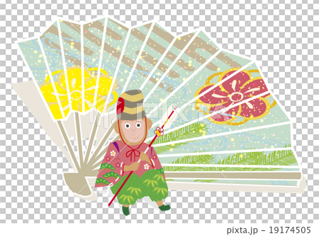 イラスト扇子とサル イラスト扇子とサル 19174505