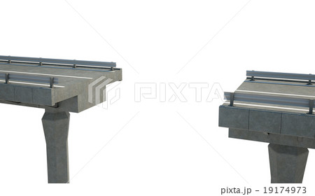 Grey unfinished bridge on white Grey unfinished bridge on white 19174973
