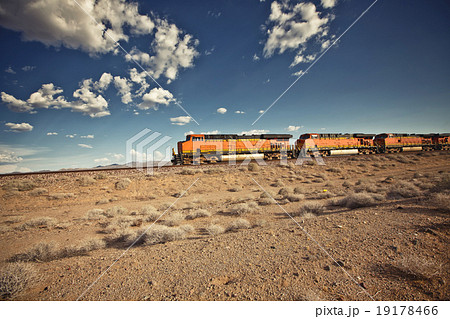 Cargo locomotive railroad in Arizona desert 19178466