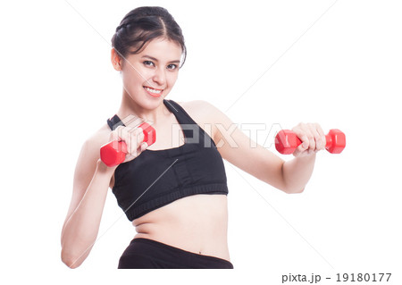 Sport woman doing exercise with lifting weights Sport woman doing exercise with lifting weights 19180177