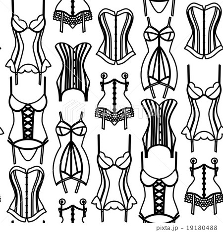 Black lingerie line art seamless pattern 19180488