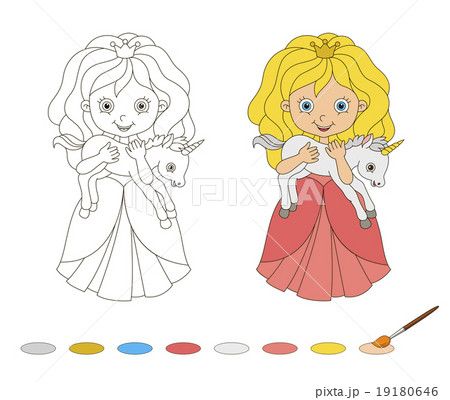 Illustration of beautiful princess with baby 19180646