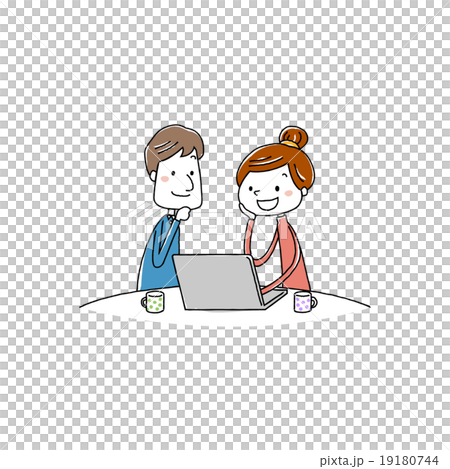 A couple looking at the computer screen A couple looking at the computer screen 19180744