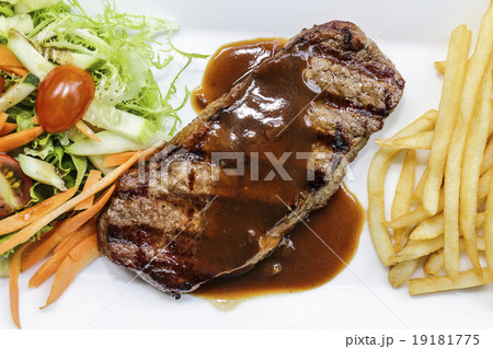 grilled steak with french fries grilled steak with french fries 19181775