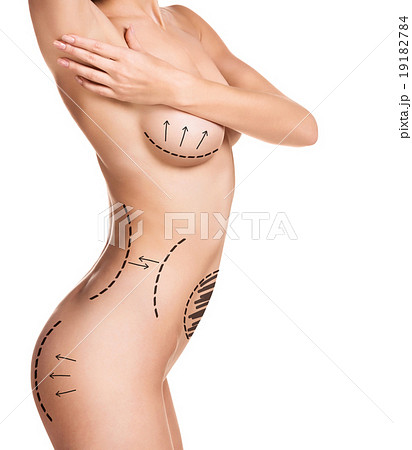 Female body with the drawing arrows 19182784