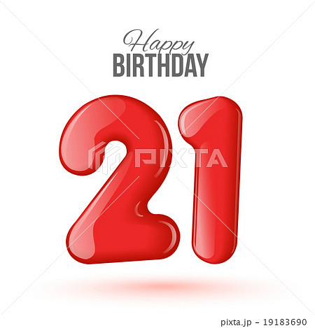 21 birthday. Greeting card with numbers. 19183690