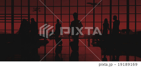Back Lit Business People Traveling Airport Concept Back Lit Business People Traveling Airport Concept 19189169