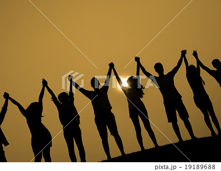 Group Of People Celebration Cheerful Sunset Concept 19189688