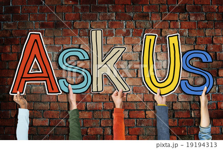 Group of Hands Holding Letter Ask Us Group of Hands Holding Letter Ask Us 19194313